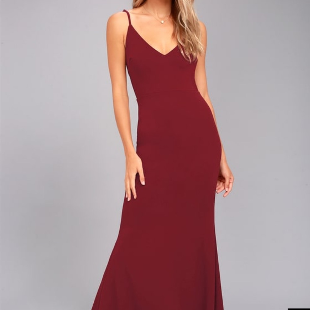 INFINITE GLORY WINE RED MAXI DRESS Small NWOT